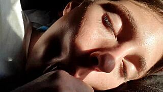 in the camping grounds, an 18+ teen risks it all by giving her boyfriend a blowjob while pissing publicly