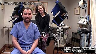 Lainey's pussy gets blasted with cum backstage, featuring ball licking, humiliation, and latex gloves in a shaved scene.