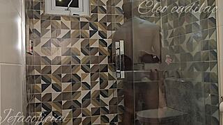 Cleo Cadillac's Muscular Friend Surprises Her in the Bathroom for Intense Interracial Fucking