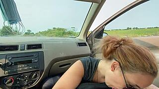 I gave a blow job in the car, feeling so excited and deepthroating.