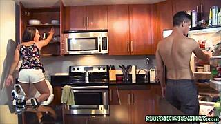 Does Stepbrother Dare Fuck Petite Teen Stepsister in Kitchen?