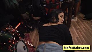 Distracted Sound Engineer Seduced for Blowjob by Natural Busty Brunette Teen Nia Bleu Brett Maker