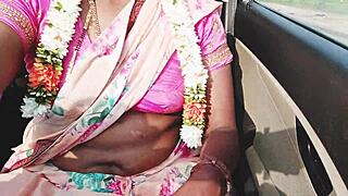 Beautiful Housewife Engages in Car Sex with Boyfriend. Cheating on Husband in Telugu Romance.