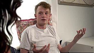 hot stepmom motivates her virgin stepson with big tits