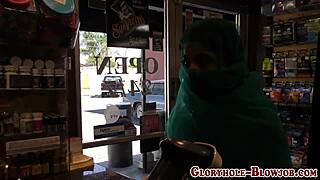 arab babe sucks black rod eagerly