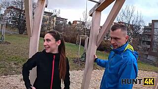 Athlete Hottie Fucked in Backseat While Boyfriend Watches