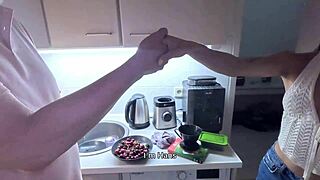 Instead of milk for coffee, I gave her a double creampie again