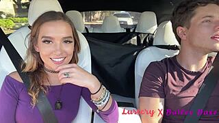 Sexy teen pulls over for facial!