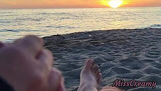 Stepdaughter Helps Me Flash Cock At Sunset Public Beach And Cumshot In Front Of Everyone