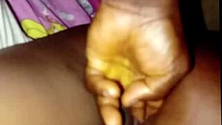 Amateur teen african girl swallows fingers and gets homemade fucking.