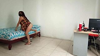 Horny girl dances naked shows her asshole.