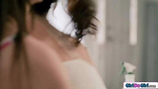 Busty stepmom spanks petite 18+ stepdaughter hard!