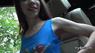 Kissable cutie giving oral pleasure in pov before getting slim slit poked