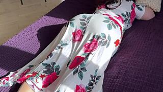 The stepmom lay down on the bed but the stepson disturbed her 😏