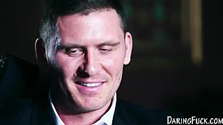 classy babe receiving a hardcore facial from a monster cock