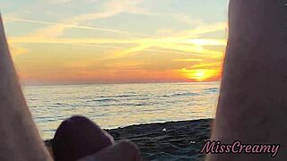 Stepdaughter Helps Me Flash Cock At Sunset Public Beach And Cumshot In Front Of Everyone