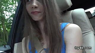 Kissable cutie giving oral pleasure in pov before getting slim slit poked