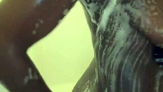 Black Model Gagged Handcuffed Riding Dick Glass Dildo Playing Pussy