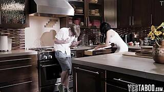 Lonely big tits milf stepmom bathes and boldly fucks young hung stepson