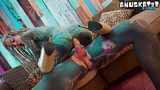 Alternative dreadhead in high heels explores goth style