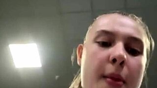 horny beauty masturbates in fit gym massaging pussy and squirting on bench