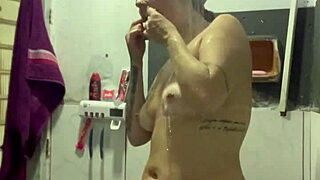 Raw video call to neighbor while cuck watches football