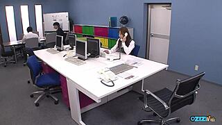 sleazy boss forces secretary to blow his cock intensely