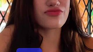 horny 18yo brunette sucking balls deep, petite latina with big tits deepthroating and rimming