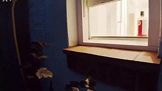 You watch your neighbour in the shower