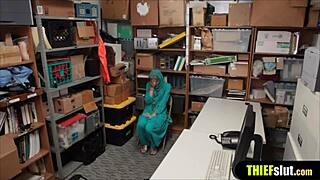 Cute hijab-wearing girl gets passionately taken on mall security cameras