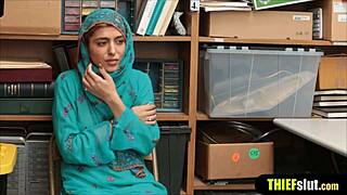 Cute hijab-wearing girl gets passionately taken on mall security cameras