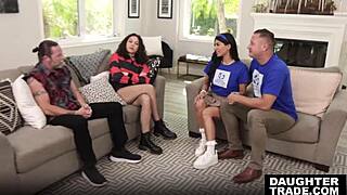 Stepdads Jack Vegas and Danny Mountain Swap Stepdaughters Satine Summers and Jasmine Sherni for Huge Cock Riding