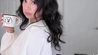 Naked Latina Newcomer Cami Strella Enjoys Sweet Morning Striptease