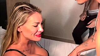 Intense anal threesome with huge cock and orgasms