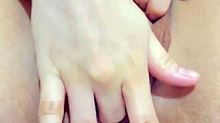 Stepdaughter masturbating to orgasm in shorts.