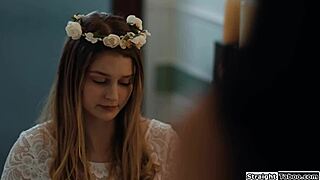 lesbian stepsis licks stepbro's big tits bride pussy in hairy taboo