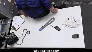 skinny teen 18+ shoplifter agrees to sex with big cock officer after finding stolen gift cards on her - lana small 18+s billy boston?