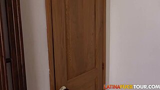 The sexy Latina gives a sloppy blowjob deep in her throat before getting fucked in her tight ass