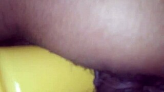 latina esposa gosando com gran consolador, riding it intensely in vagina for hard orgasm