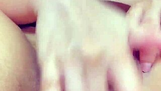 Stepdaughter masturbating to orgasm in shorts.