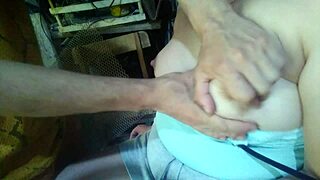 Playing With Breasts In Old Tool Shed Amid Caresses And Passion In Intimate Rustic Space