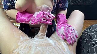 Housewife Cleans Dick Until Intense Cumshot