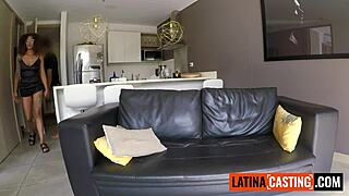 Big Tits Black Latina Sloppy Sucks Big White Cock at Bikini Try On