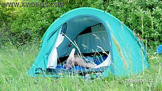 nudist milf al b ta chilling in the tent