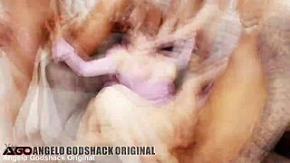 areta starts with rough triple penetration ride, leading to 5on1 piss