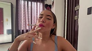 Stepsis smoking and sucking stepbro's big dick for facial