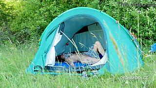 nudist milf al b ta chilling in the tent