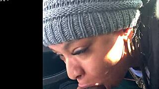 Ebony Snowboarder Gives Blowjob In Car With Ass Worship Ball Licking Choking Deepthroat Gagging Facial Swallow!