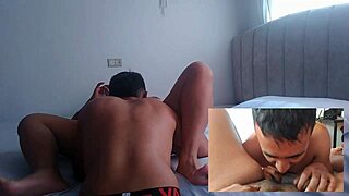 Squirting Pussy In A Latino Man's Mouth During Anal Assfucking And Gaping