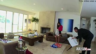 Horny young 18+ chick teases huge dicked hunky dude to fuck her